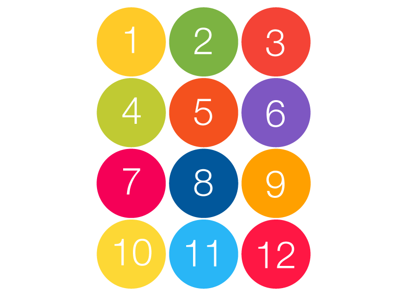 Цифры в цветных кружочках. Цветные цифры от 1 до 12. Фишки с цифрами для детей. Цифры для детей в кружочках. 10 номерков